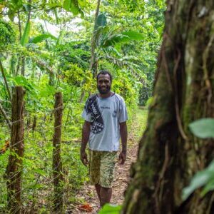 A man standing in a forest