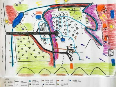A colourful hand drawn map