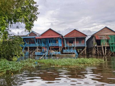 A row of houses in the floating village of Kampong Phluk