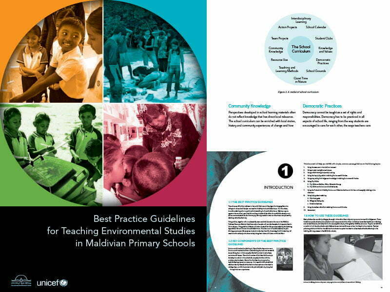 Cover page for the document 'Best Practice Guidelines for Teaching Environmental Studies in Maldivian Primary Schools'