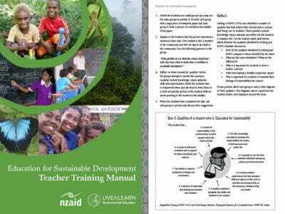 Cover page for the document 'Education for Sustainable Development - Teacher Training Manual'
