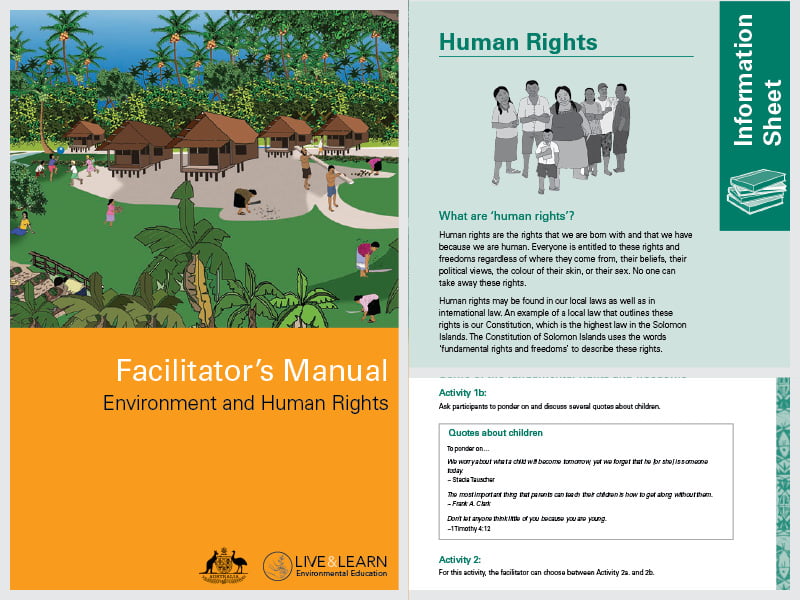 Cover page for the document 'Environmental and Human Rights - Facilitator's Manual'