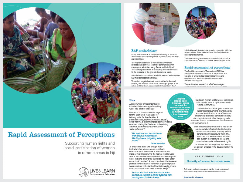 Cover page for the document 'Supporting Human Rights and Social Participation of Women in Remote Areas in Fiji'