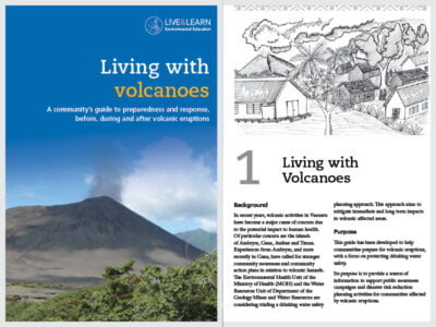 Cover page for the document 'Living With Volcanoes'