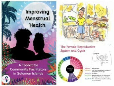 Cover of the Menstrual Health guide with diagrams