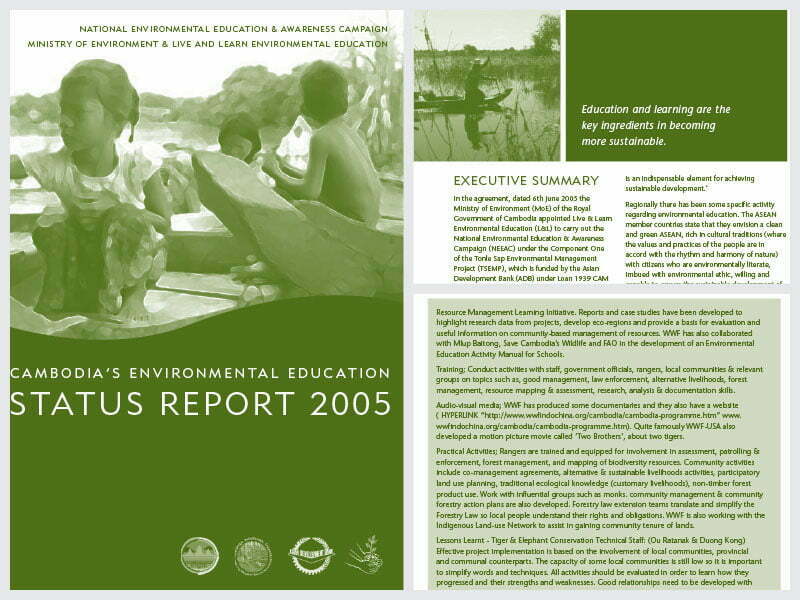 Cover page for the document 'Cambodia Environmental Education Status Report'